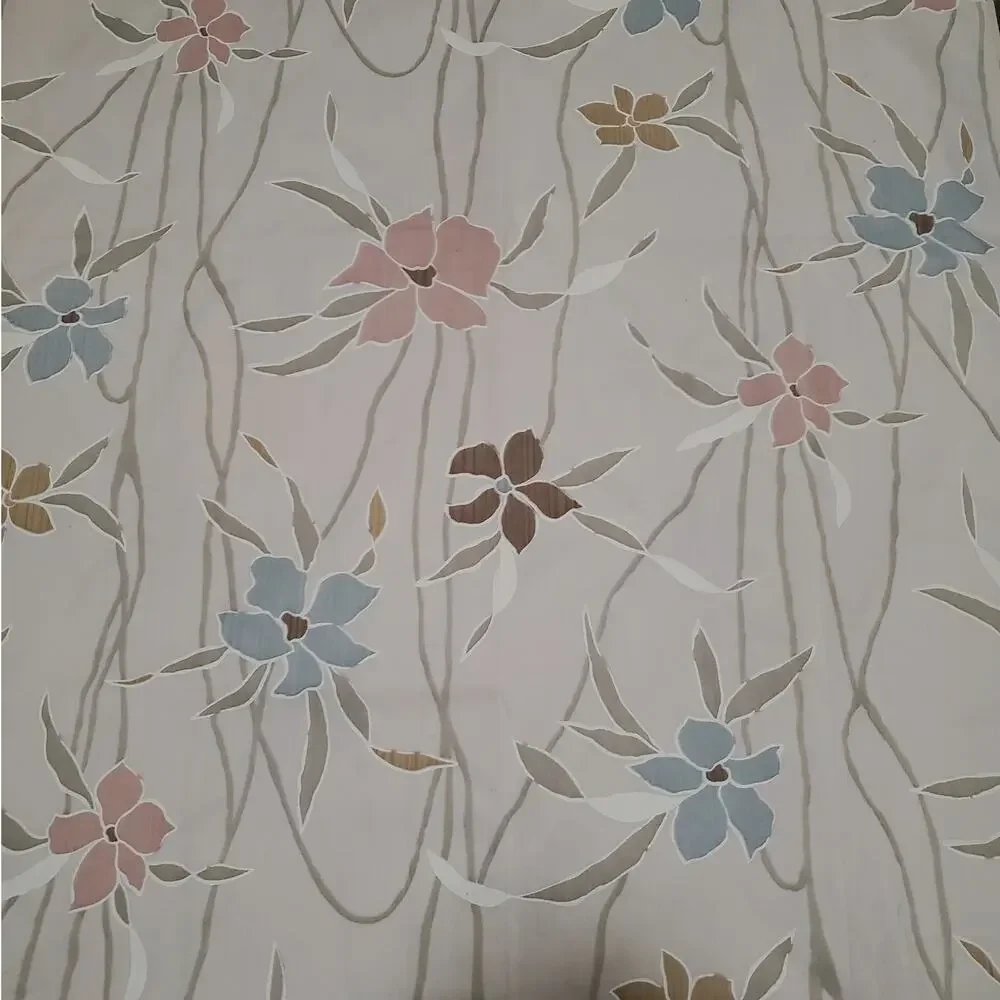 Dan River Sheet Twin Flat Beige Floral No Iron Percale 65 x 94 USA Vintage